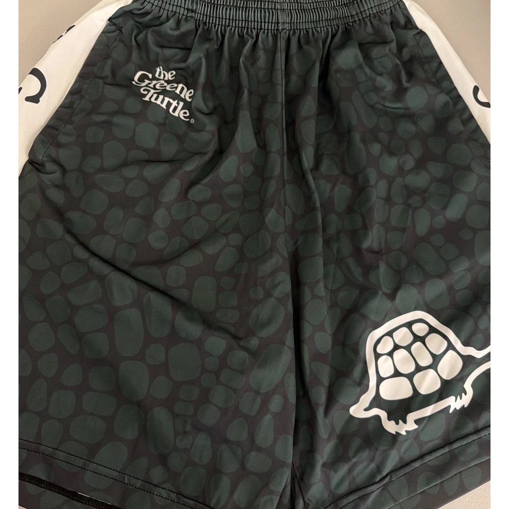 Fit 2 Win The Greene Turtle Lacrosse Shorts Men Large Green Shell Print